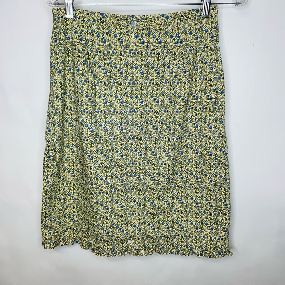 Vintage Yellow Blue Small Floral Skirt Sz Medium